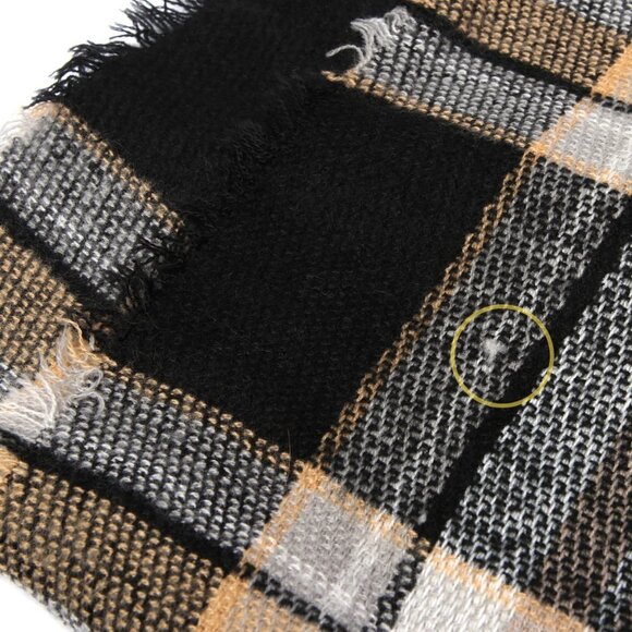 Plaid Soft Long Scarf Wrap WideBlack Brown White Yellow - Picture 4 of 6
